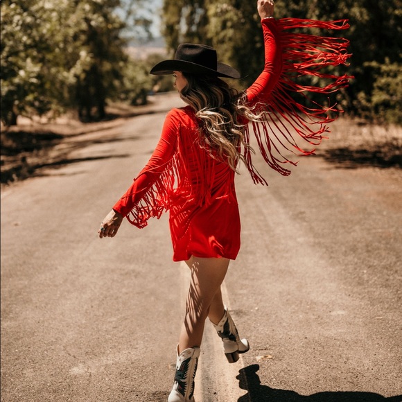 Idyllwind Dresses & Skirts - Idyllwind Red Fringe Dress